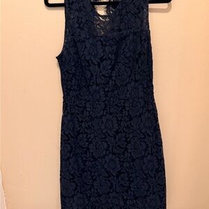 Banana Republic Midnight Blue Floral Lace Midi Dress